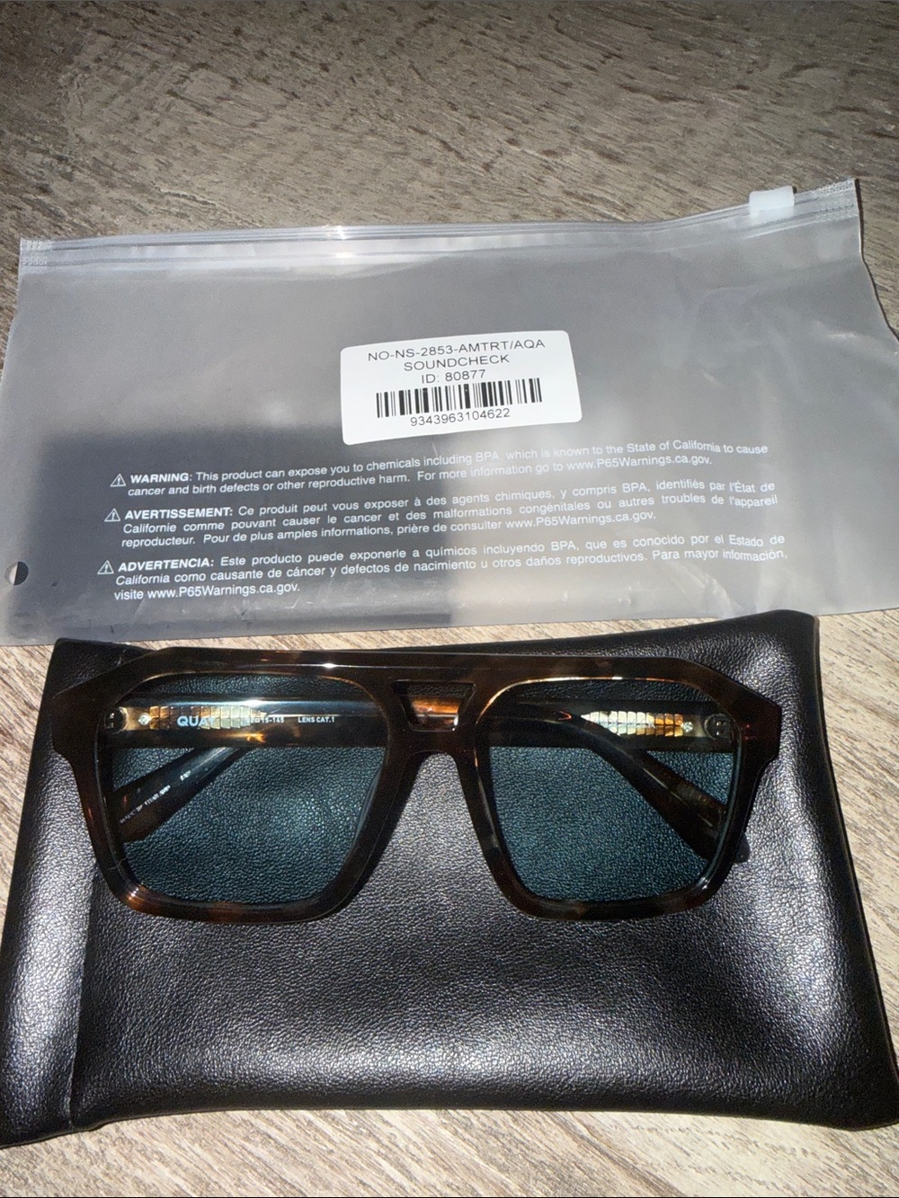 QUAY Soundcheck Tortoiseshell Sunglasses with Blue Lenses - Picture 6 of 7
